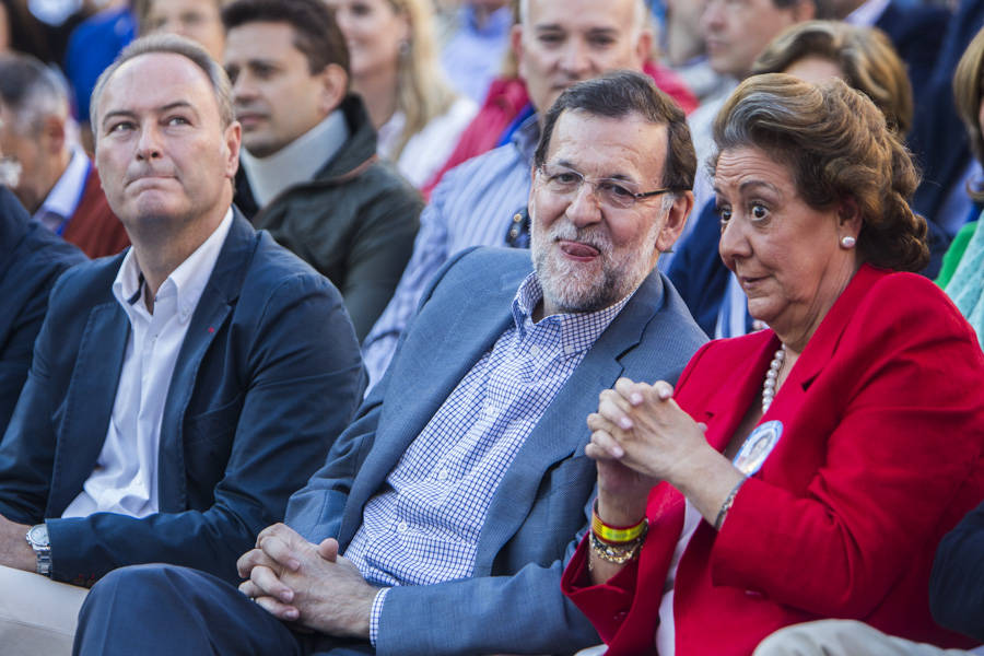 22-05-2015 FABRA, RAJOY Y BARBERA DURANTE EL  MITIN CENTRAL DEL PARTIDO POPULAR EN LA PLAZA DE TOROS DE VALENCIA DURANTE LAS PASADAS ELECCIONES AUTONÓMICAS