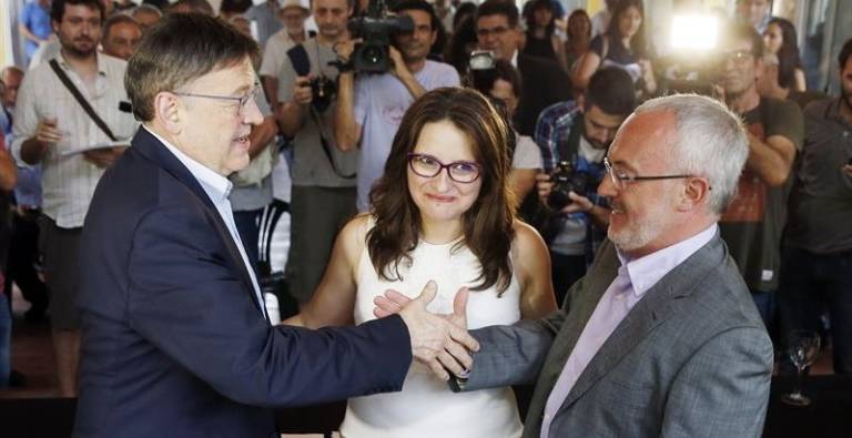 Puig, Oltra y Montiel sellan el Pacto del Botánico. EFE