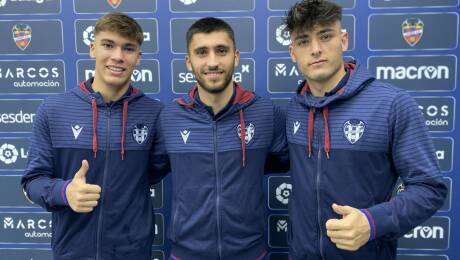 Los canteranos Carlos Giménez, Mario Climent y Hugo Redón  / Levante UD